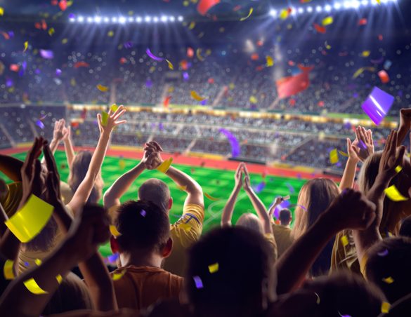 Fans on stadium game panorama view