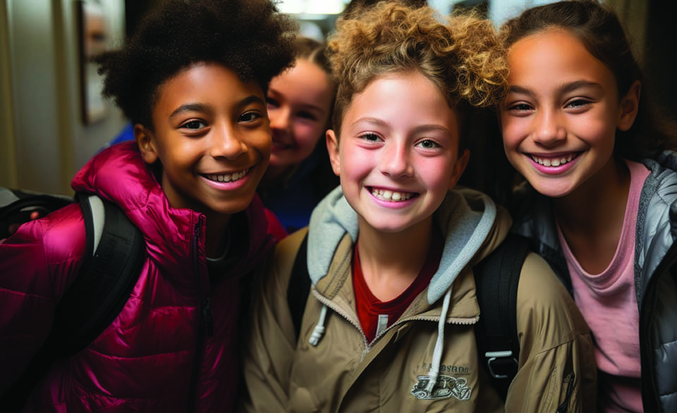Students gathered in a school setting, highlighting reading support, literacy development, and ELA intervention programs.